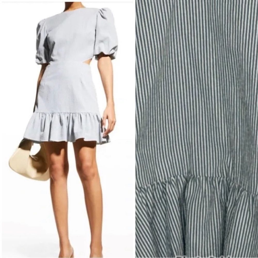 NWT Veronica Beard Iker Stripe Cotton-Blend Mini Dress Blue/White Size 6